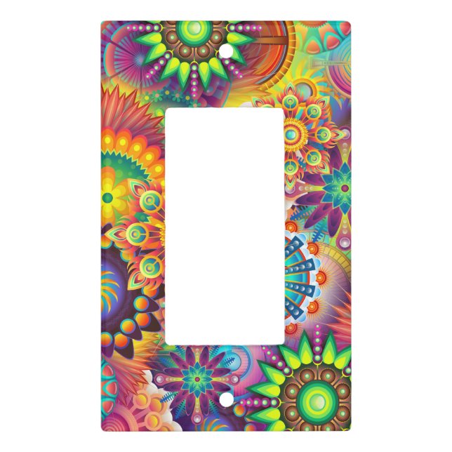 Funky Retro Pattern Abstract Bohemian Light Switch Cover (Front)