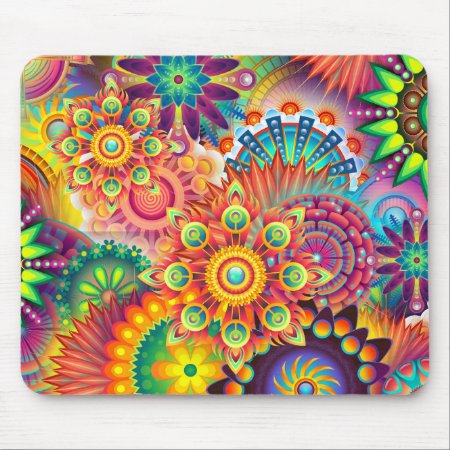 Funky Retro Pattern Abstract Bohemian Mouse Pad