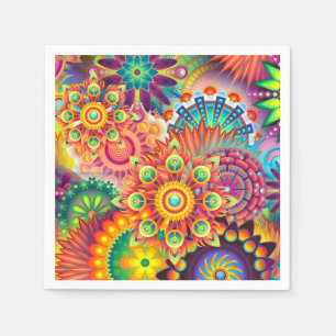 Funky Retro Pattern Abstract Bohemian Paper Napkins