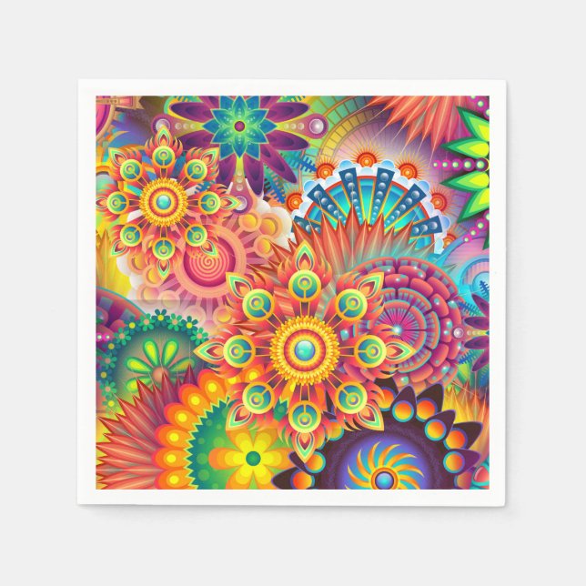 Funky Retro Pattern Abstract Bohemian Paper Napkins (Front)