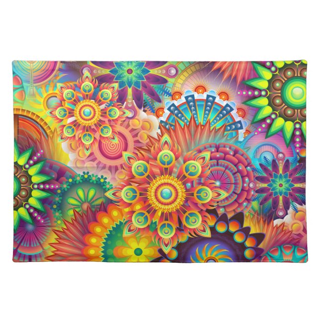 Funky Retro Pattern Abstract Bohemian Placemat (Front)