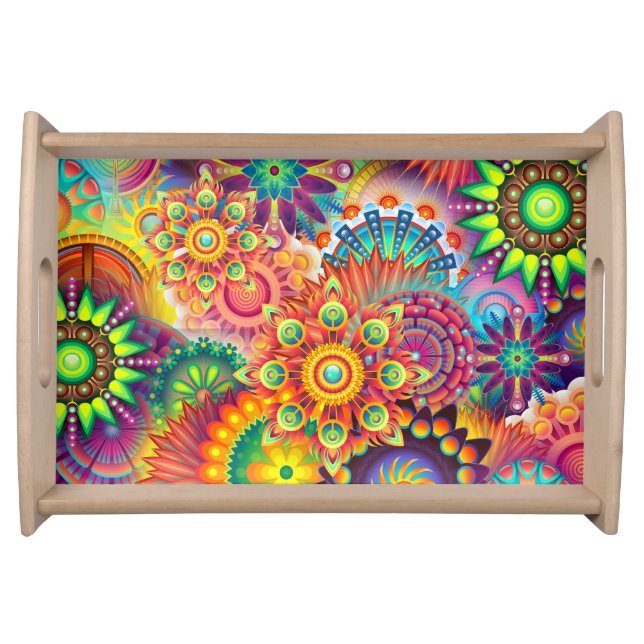 Funky Retro Pattern Abstract Bohemian Serving Tray (Front)