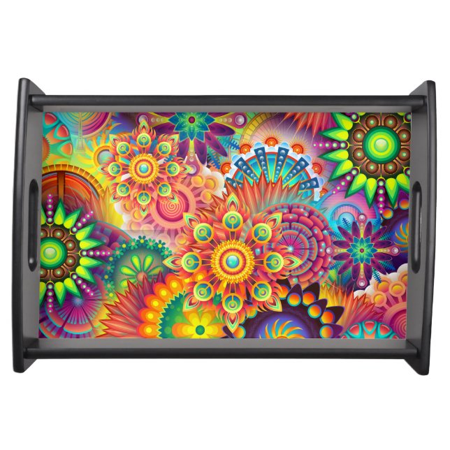 Funky Retro Pattern Abstract Bohemian Serving Tray (Front)