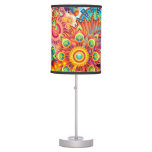Funky Retro Pattern Abstract Bohemian Table Lamp at Zazzle