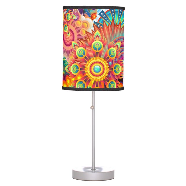 Funky Retro Pattern Abstract Bohemian Table Lamp (Front)