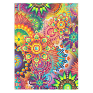 Funky Retro Pattern Abstract Bohemian Tablecloth
