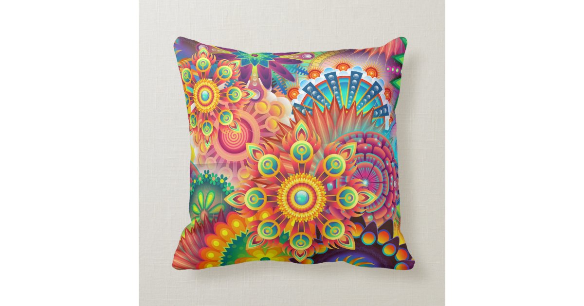 Funky Retro Pattern Abstract Bohemian Throw Pillow