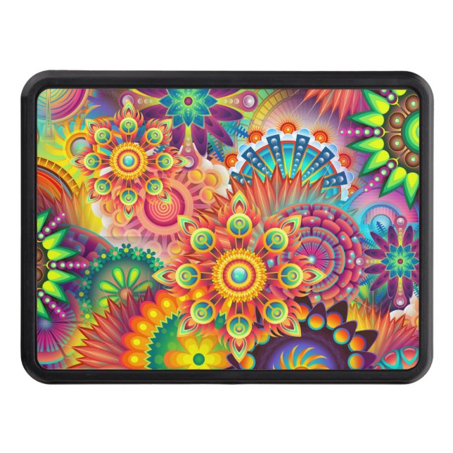 Funky Retro Pattern Abstract Bohemian Trailer Hitch Cover (Front)