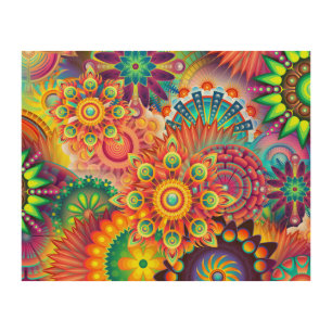 Funky Retro Pattern Abstract Bohemian Wood Wall Art