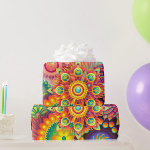 Funky Retro Pattern Abstract Bohemian Wrapping Paper
