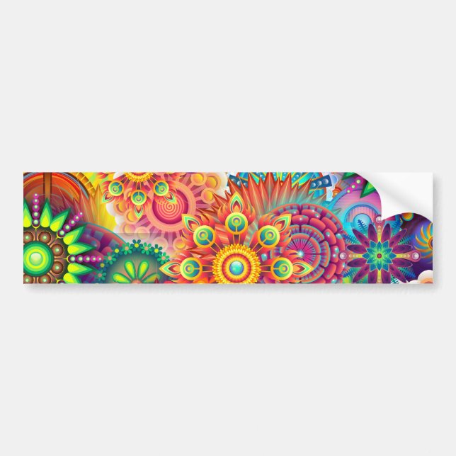 Funky Retro Pattern Abstract Boho Bumper Sticker (Front)