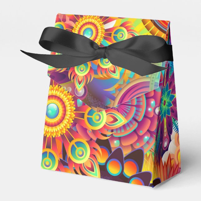 Funky Retro Pattern Abstract Boho Favor Boxes (Front Side)
