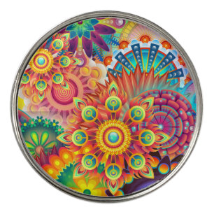 Funky Retro Pattern Abstract Boho Golf Ball Marker