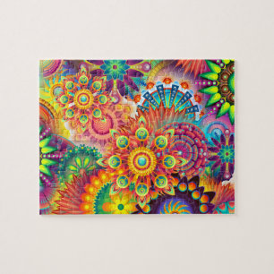 Funky Retro Pattern Abstract Boho Jigsaw Puzzle