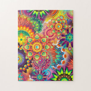 Funky Retro Pattern Abstract Boho Jigsaw Puzzle