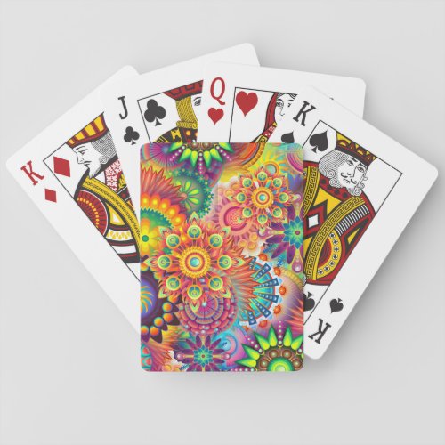 Funky Retro Pattern Abstract Boho Poker Cards