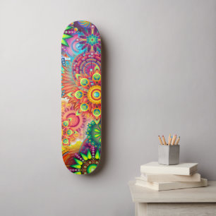Funky Retro Pattern Abstract Boho Skateboard