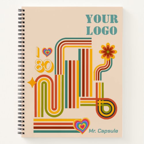 Funky Retro pattern with Your Logo Business Notebook