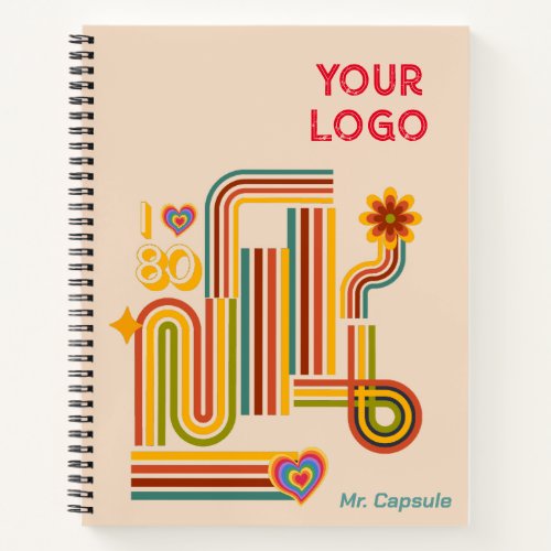 Funky Retro pattern with Your Logo Business Notebook