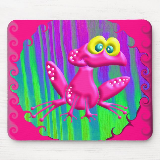 Funky Retro Peace Frog Mouse Pad (Front)