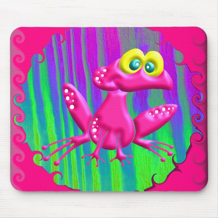 Funky Retro Peace Frog Mouse Pad