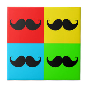 Funky Retro Pop Art Mustache Moustache Stache Ceramic Tile
