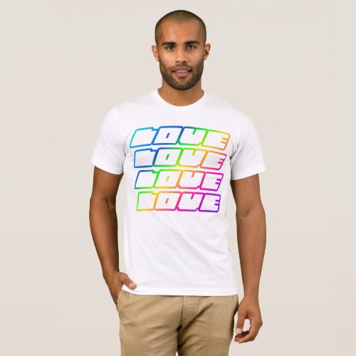 Funky Retro Rainbow Love T_shirt