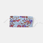 Funky Retro Red Pastel Pink Light Blue Floral Art Adult Cloth Face Mask (Front, Folded)