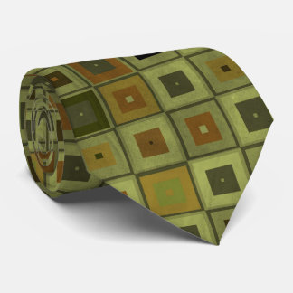 Funky Retro Shades of Green Brown Neck Tie