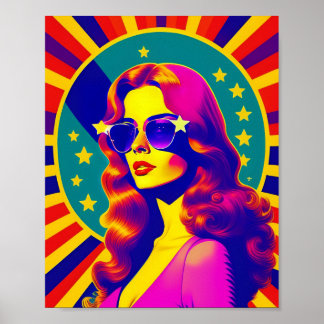 Funky Retro Sunglasses Pop Girl Poster