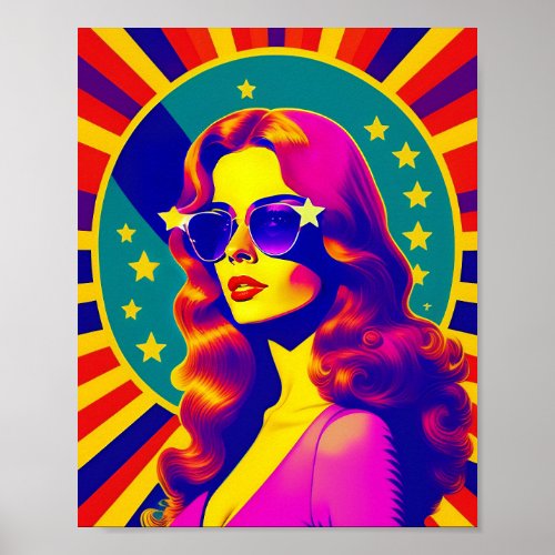 Funky Retro Sunglasses Pop Girl Poster