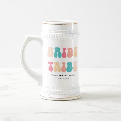 Funky Retro Vintage Bride Tribe Bachelorette Party Beer Stein