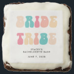 Funky Retro Vintage Bride Tribe Bachelorette Party Brownie<br><div class="desc">Funky Retro Inspired Bachelorette Party Chocolate Brownie Frosting with happy retro colors and your text of choice. A fun vintage inspired design with "Bride Tribe" and customizable text. You can even change the colors of the letters if you like!</div>