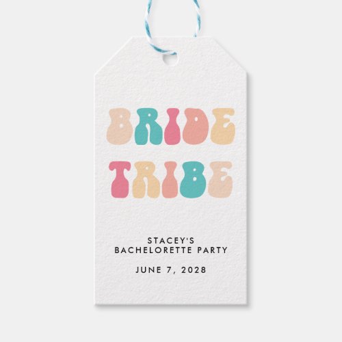 Funky Retro Vintage Bride Tribe Bachelorette Party Gift Tags