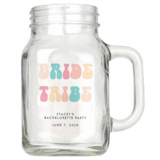 Funky Retro Vintage Bride Tribe Bachelorette Party Mason Jar
