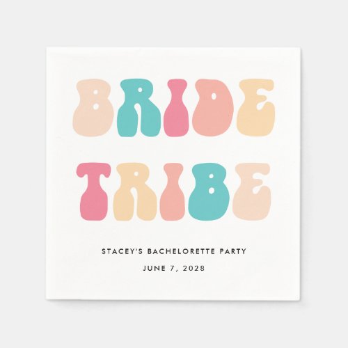 Funky Retro Vintage Bride Tribe Bachelorette Party Napkins