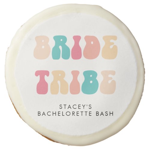 Funky Retro Vintage Bride Tribe Bachelorette Party Sugar Cookie