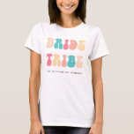 Funky Retro Vintage Bride Tribe Bachelorette Party T-Shirt<br><div class="desc">Funky Retro Inspired Bride Tribe Bachelorette Party T-Shirts for the bride's crew - with happy retro colors and your text of choice. A fun vintage inspired colorful and happy design with "Bride Tribe" and customizable text. You can even change the colors of the letters if you like!</div>