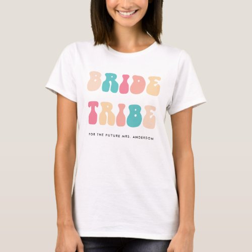 Funky Retro Vintage Bride Tribe Bachelorette Party T_Shirt