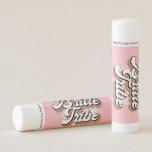 Funky Retro Vintage Bride Tribe Pink Bachelorette  Lip Balm<br><div class="desc">Funky retro bachelorette party favor lip balm features "Bride Tribe" in retro lettered script with the bride to be's name ,  on a pink background .</div>