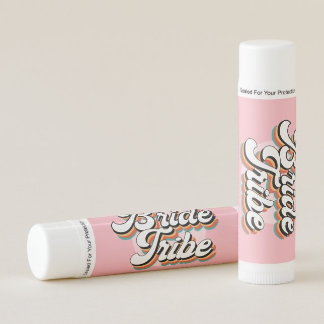Funky Retro Vintage Bride Tribe Pink Bachelorette  Lip Balm (Front)