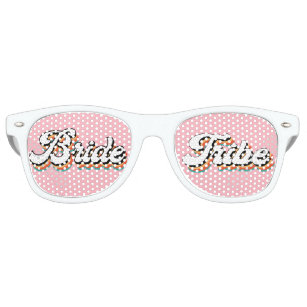 Funky Retro Vintage Bride Tribe pink Bachelorette  Retro Sunglasses