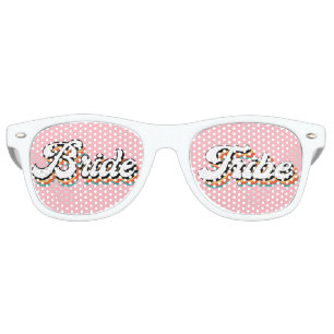 Funky Retro Vintage Bride Tribe pink Bachelorette Sunglasses