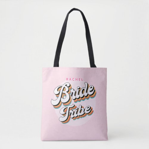Funky Retro Vintage Bride Tribe Pink Bachelorette  Tote Bag