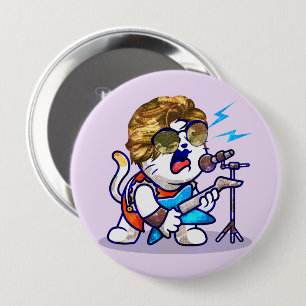 Funky Rockstar Cat – Cool Music Lover Kitty Button