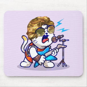 Funky Rockstar Cat – Cool Music Lover Kitty Mouse Pad