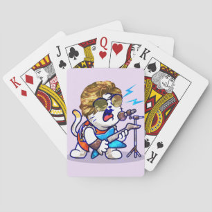 Funky Rockstar Cat – Cool Music Lover Kitty Poker Cards