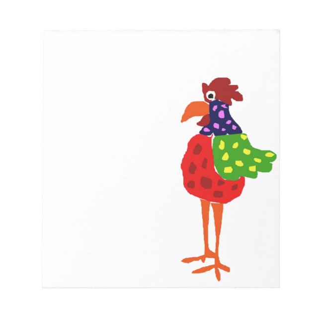 Funky Rooster Folk Art Design Notepad (Front)