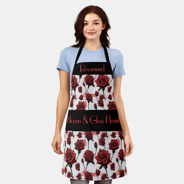 Funky Roses Florist's Apron. Editable Apron | Zazzle