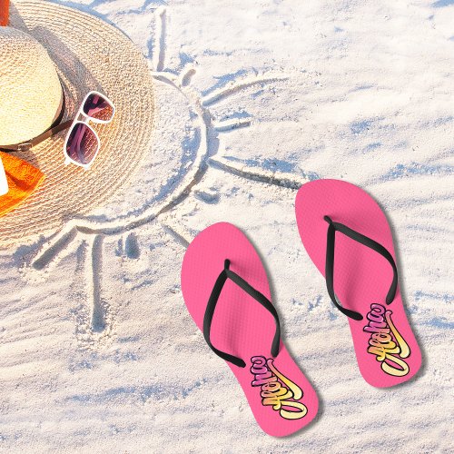 Funky Rosy Pink Aloha Beach Flip Flops